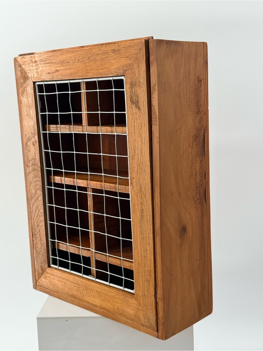 The Body Shop Wooden Wall Cabinet with Metal Grid Door - Brown